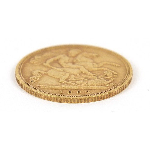 242 - Queen Victoria 1893 gold half sovereign with fitted case - this lot is sold without buyer’s premium,... 