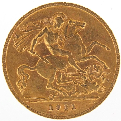 244 - George V 1911 gold half sovereign with fitted case - this lot is sold without buyer’s premium, the h... 