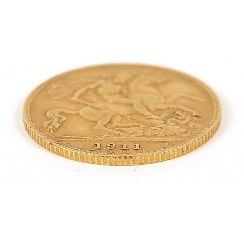 244 - George V 1911 gold half sovereign with fitted case - this lot is sold without buyer’s premium, the h... 