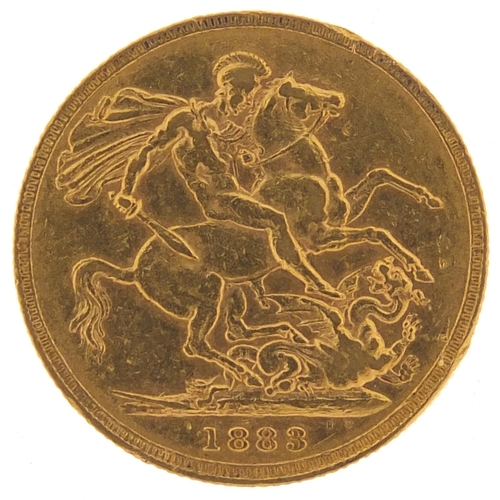 245 - Victoria Young Head 1883 gold sovereign, Melbourne mint - this lot is sold without buyer’s premium, ... 