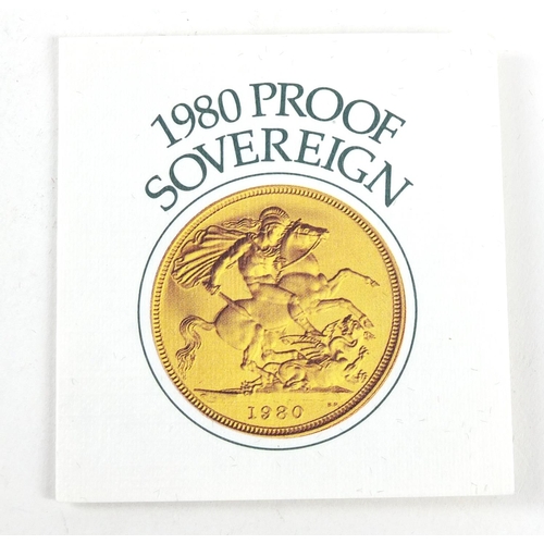 248 - Elizabeth II 1980 gold proof sovereign with fitted case and certificate - this lot is sold without b... 