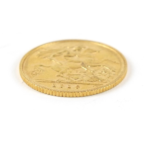 252 - Edward VII 1910 gold half sovereign, Sydney mint - this lot is sold without buyer’s premium, the ham... 