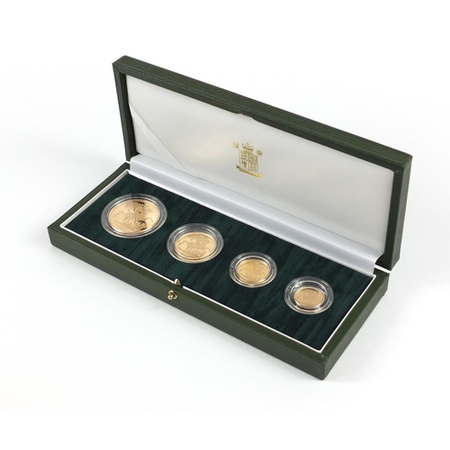 260 - United Kingdom 2007 gold proof four coin sovereign collection with box and certificate numbered 535,... 