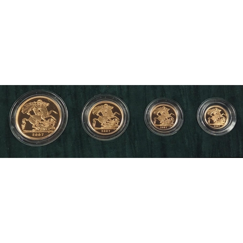 260 - United Kingdom 2007 gold proof four coin sovereign collection with box and certificate numbered 535,... 