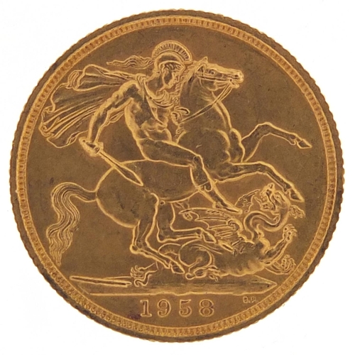 263 - Elizabeth II 1958 gold sovereign - this lot is sold without buyer’s premium, the hammer price is the... 