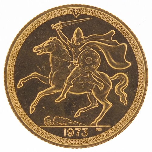 266 - Isle of Man Elizabeth II 1973 gold sovereign - this lot is sold without buyer’s premium, the hammer ... 