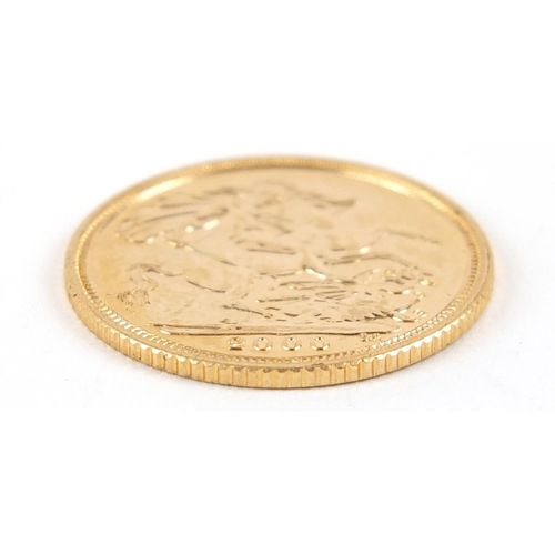 272 - Elizabeth II 2000 gold half sovereign - this lot is sold without buyer’s premium, the hammer price i... 