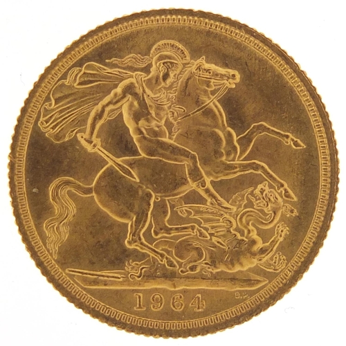 278 - Elizabeth II 1964 gold sovereign - this lot is sold without buyer’s premium, the hammer price is the... 