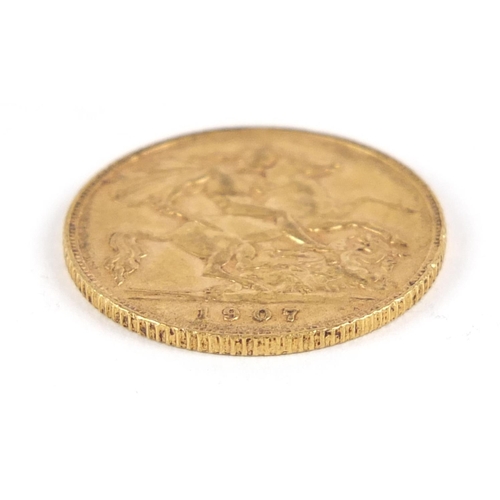 279 - Edward VII 1907 gold half sovereign - this lot is sold without buyer’s premium, the hammer price is ... 