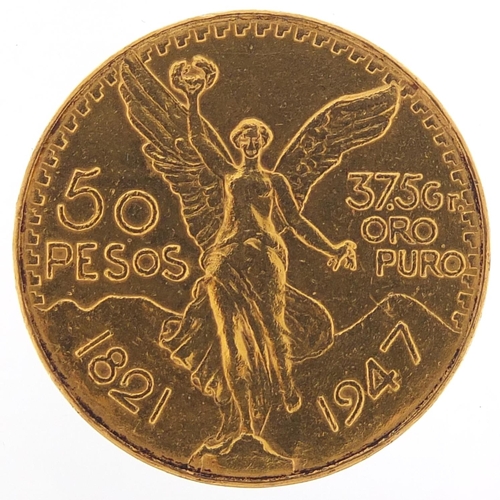 280 - Mexican 1947 gold fifty pesos, 41.6g - this lot is sold without buyer’s premium, the hammer price is... 