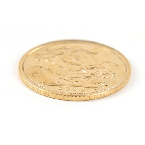 288 - Elizabeth II 2000 gold half sovereign - this lot is sold without buyer’s premium, the hammer price i... 