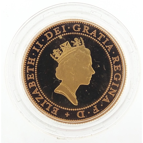 290 - Elizabeth II 1997 gold proof two pound coin with box and certificate numbered 1310, 15.9g - this lot... 