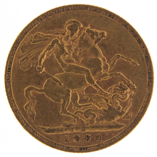 214 - Queen Victoria 1894 gold sovereign, Melbourne Mint - this lot is sold without buyer’s premium, the h... 