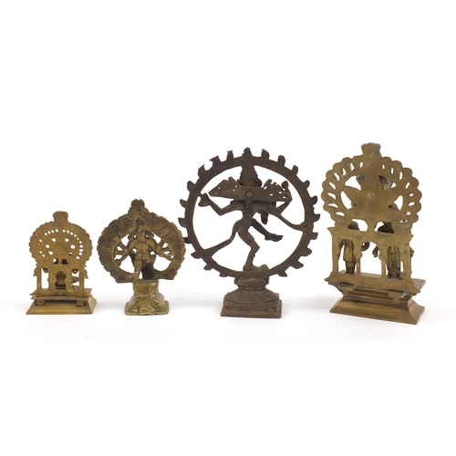 193 - Four Indian bronze votive figures including two with detachable figures, the largest 17cm high