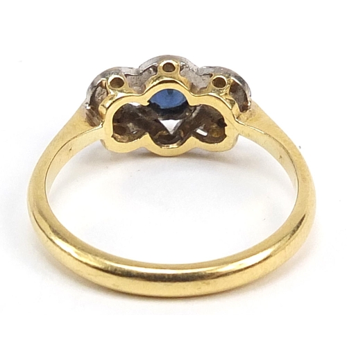 265 - 18ct gold sapphire and diamond ring, size L, 2.9g