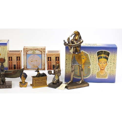 1442 - Egyptian collection figures with boxes including Isis goddess of funeral, rites and motherhood and T... 