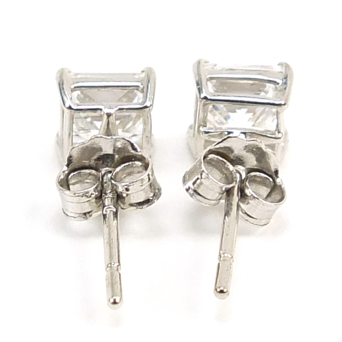 321 - Pair of silver cubic zirconia stud earrings, 4.2mm x 4.2mm, 0.3g