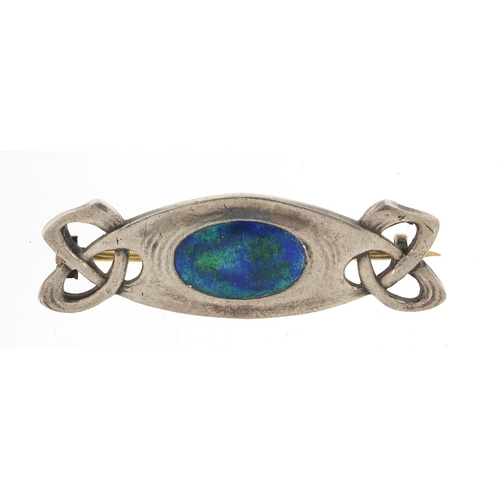 78 - William Hair Haseler, Art Nouveau silver and enamel bar brooch, 4cm wide, 7.4g