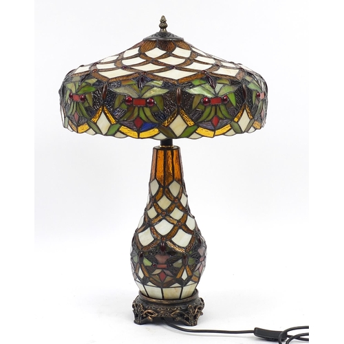 1134 - Tiffany design baluster table lamp with shade, 60cm high