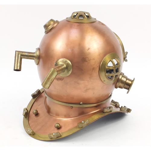 1165 - Karl Heinke design copper and brass diver's style helmet