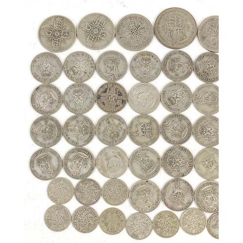 883 - British pre 1947 coinage including half crown and shillings, 336g