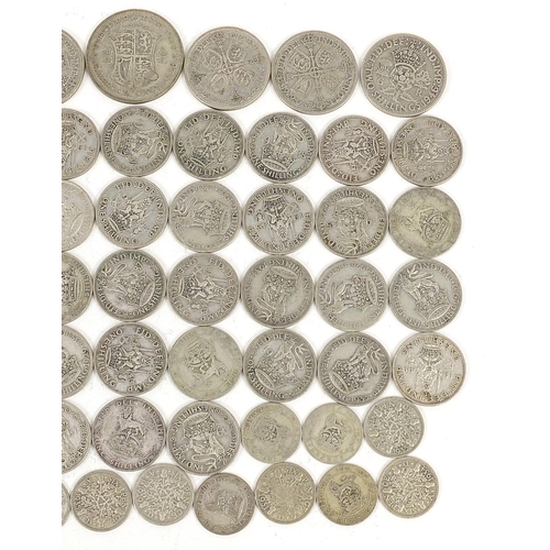 883 - British pre 1947 coinage including half crown and shillings, 336g