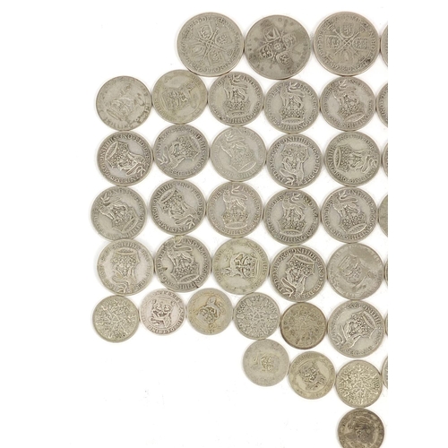 885 - British pre 1947 coinage including florins and shillings, 302g