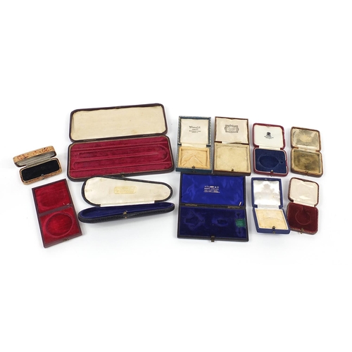 902 - Eleven 19th century jewellery boxes and display boxes, some tooled leather including A Smith & Son, ... 