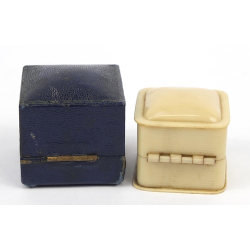 895 - Art Deco Bakelite ring box and Harrods velvet and silk lined ring box