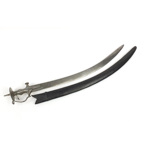 405 - Indian Tulwar sword with scabbard, 90cm in length