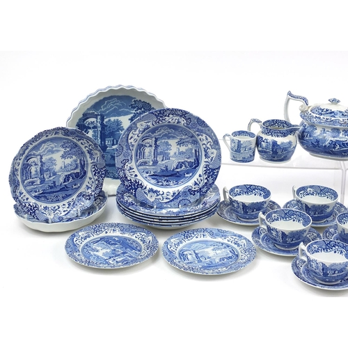 1179 - Copeland Spode Italian pattern including teapot, plates, bowls and cups with saucers, the largest 26... 