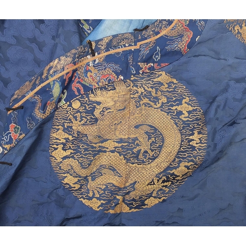 910 - Chinese silk dragon robe with brass buttons