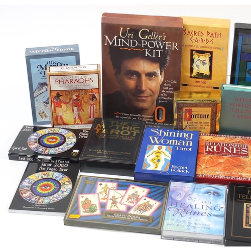 1068 - Spiritual card decks and books including The Pagan Tarot, The Merlin Tarot, Relationship Runes, The ... 