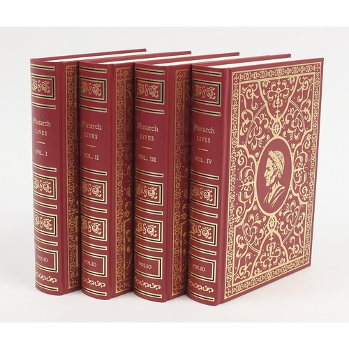 1099 - Set of four Folio Society hardback books with slip case, Plutarch Lives volumes 1-4