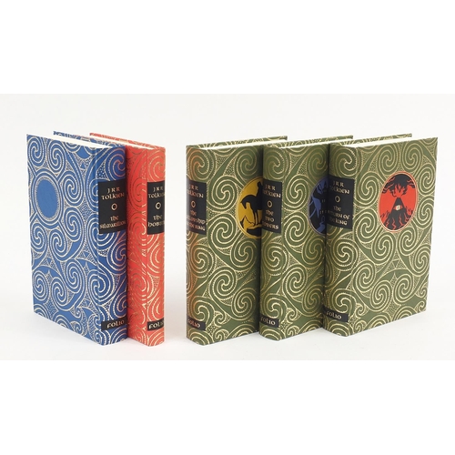 1101 - Five Folio Society hardback books with slip cases by J R R Tolkien comprising The Lord of the Rings ... 