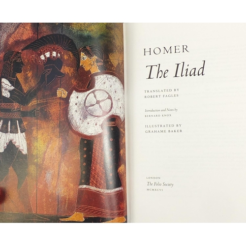 1096 - Two Folio Society hardback books with slip cases by Homer comprising the Iliad and the Odyssey