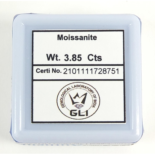 1085 - Colourless moissanite gemstone with certificate, approximately 3.85 carat