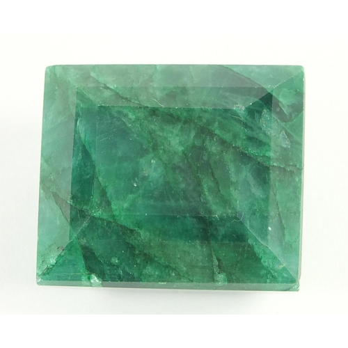 48 - Square cut beryl emerald gemstone with certificate, approximately 328.0 carat