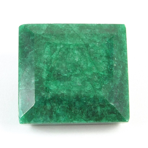 328 - Square cut beryl emerald gemstone with certificate, approximately 342.0 carat