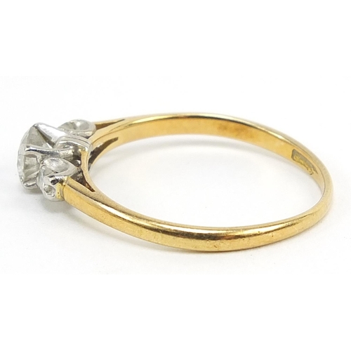 202 - 18ct gold diamond solitaire ring, size P, 2.4g