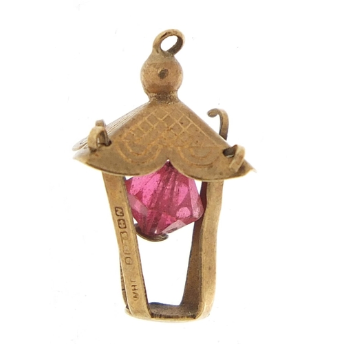 273 - 9ct gold lantern charm, 1.8cm high, 1.1g