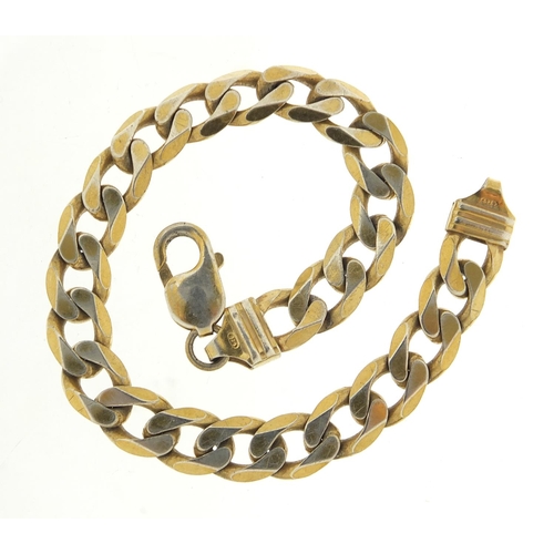 730 - Gentlemen's silver gilt curb link bracelet, 21.5cm in length, 25.4g