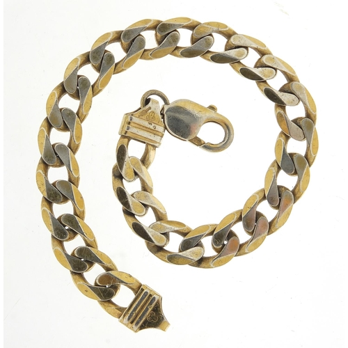 730 - Gentlemen's silver gilt curb link bracelet, 21.5cm in length, 25.4g