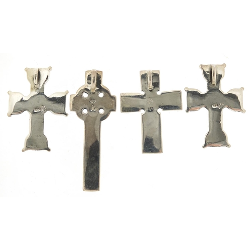 429 - Four silver Celtic cross pendants, 4.8cm and 3.4cm high, total 25.2g