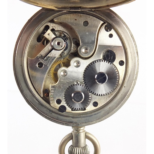 1150 - Huber, vintage open face stop watch with enamel dial, 51mm in diameter