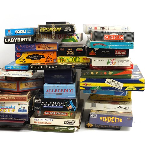 1232 - Vintage and later board games including Waddington's Go, Outrage, Supermarket Sweep, Batman Forever,... 