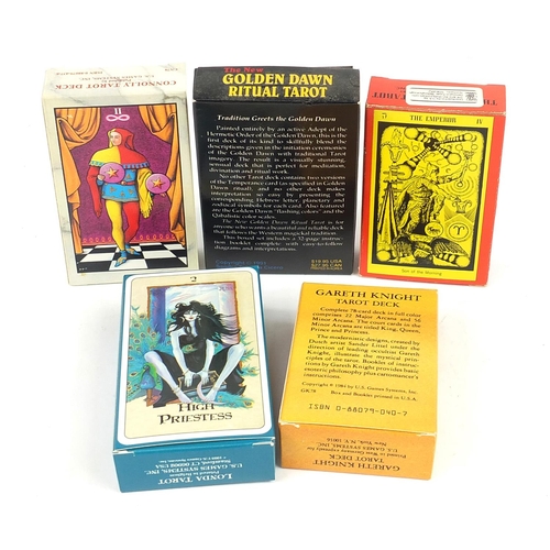 1030 - Five fortune telling tarot card decks comprising Londa Tarot, The New Golden Dawn Ritual Tarot, The ... 