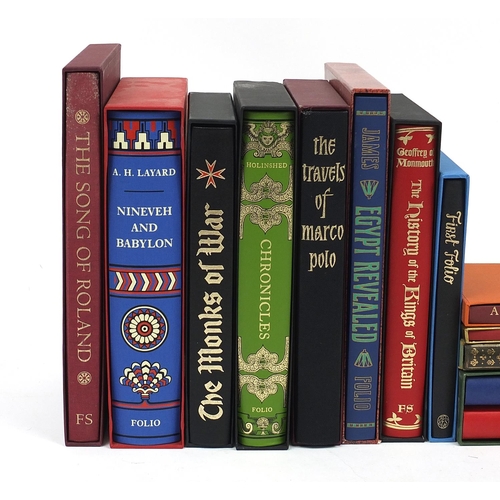 1110 - Thirteen Folio Society hardback books with slip cases including two books on words by Mark Forsyth, ... 