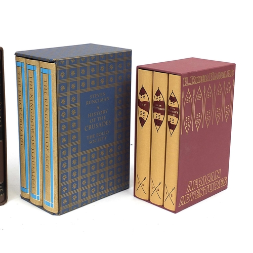 1095 - Three sets of Folio Society hardback books with slip cases comprising The History of England from th... 