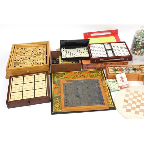 1251 - Vintage and later board games, cards, compendiums and marbles including chess and dominoes